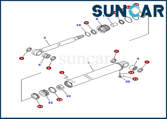 Pc35mr-3 pc30mr-3 KOMATSU 707-98-23870 7079823870 Wapenverbinding Kit Hydraulic Cylinder