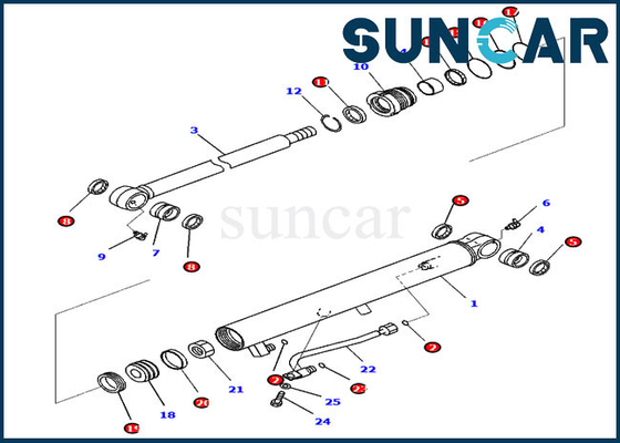 Graafwerktuig pc35mr-3 pc30mr-3 707-98-14920 KOMATSU de Reparatie Kit Hydraulic Cylinder van de Emmerverbinding