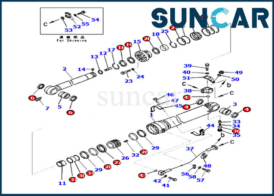 707-99-72080 verbinding Kit Arm Cylinder Repair Kit KOMATSU pc360lc-10 pc390lc-10 de Dienstuitrustingen