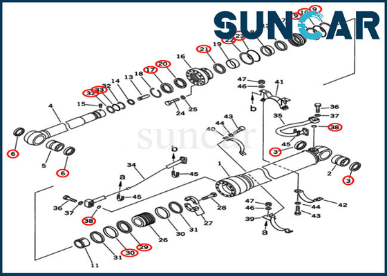 Van het Graafwerktuigkomatsu cylinder repair van wapen Verzegelende Uitrusting 707-99-68515 PC400-5D PC400-6C de Verbindingsuitrusting