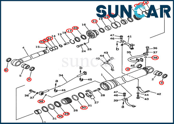 707-99-69500 de Verbindingsreparatie Kit Fits Overseas Version pc450-6 pc450lc-6 KOMATSU van de 7079969500 Wapencilinder