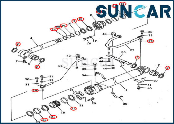 707-99-50600 van de de Emmercilinder van KOMATSU de Verbinding Kit Service Kits For pc400-5 de Lader van de pc400lc-5 Bodemstortplaats