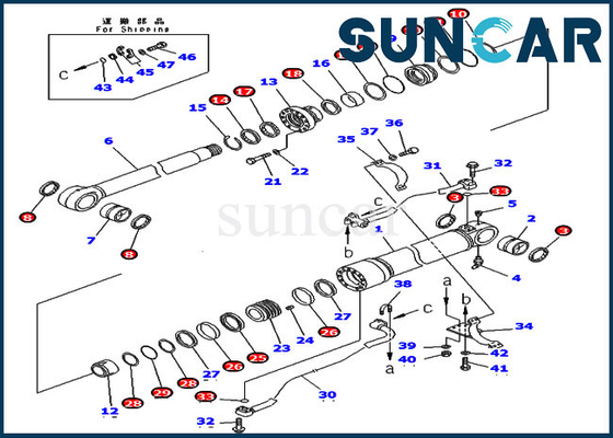 Graafwerktuig 7079967305 Boom Service Kit Hydraulic Cylinder van PC400-6C PC400LC-6Z KOMATSU 707-99-67305