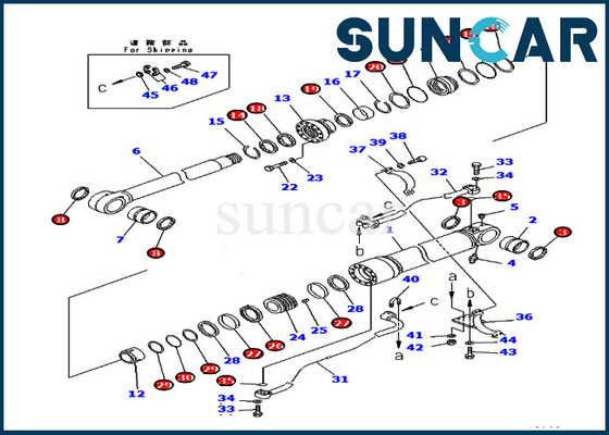 Pc400-7 pc400lc-7 KOMATSU 707-99-72310 de Verbinding Kit Excavator Service Kits van de 7079972310 Boomcilinder