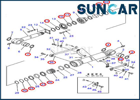 Van de de Verbindingsreparatie van de emmercilinder Uitrusting 707-99-65220 voor pc400-7 pc400lc-7 KOMATSU Graafwerktuig Heavy Equipment