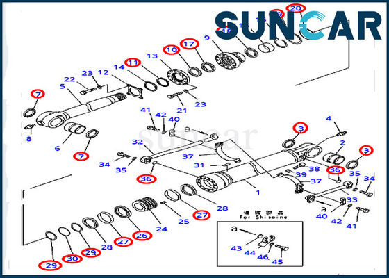 Pc400-7 pc400lc-7 Graafwerktuig van KOMATSU 707-99-72290 7079972290 Repair Seal Kit Bucket Hydraulic Cylinder
