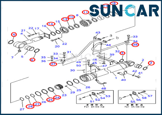 Pc400-7 van de de Emmercilinder van pc400lc-7 Modellenkomatsu 707-99-50721 de Verbinding Kit Excavator Sealing Kits 7079950721