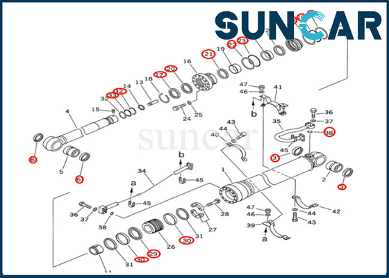 Van de het Wapencilinder van KOMATSU de Verbinding Kit Bucket Cylinder Seal Kit 7079968510 707-99-68510 KOMATSU voor PC400 PC400-6Z