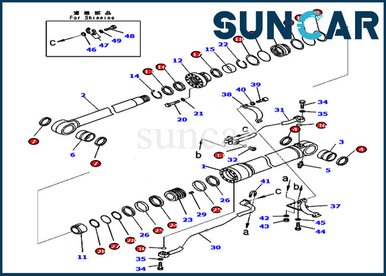 Pc400-8 pc400lc-8 KOMATSU 707-99-67091 de Verbindingsuitrusting van Kit Wear Resistance Cylinder Oil van de 7079967091 Boomdienst