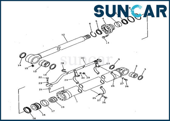 208-63-74100 de Verbinding Kit Komatsu Fits pc400-3 van de 2086374100 Emmercilinder de Reparatieuitrusting van de pc400lc-3 Emmercilinder