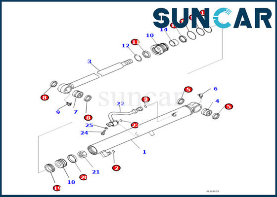 Van de de Emmercilinder van KOMATSU de Verbindingsuitrusting 707-98-15780 7079815780 voor pc45mr-5 Verzegelende Uitrusting van de pc45mr-5 Emmercilinder
