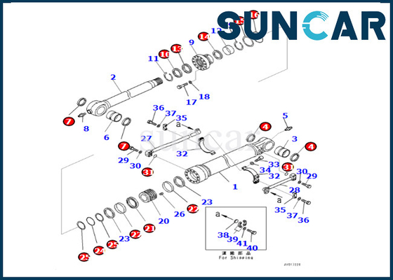Van de Reparatieuitrusting 707-99-72070 7079972070 KOMATSU van de emmercilinder van de de Emmercilinder de Verbinding Kit For pc490lc-10 pc490-10