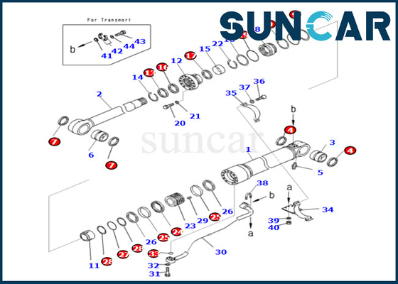 De Verbindingsuitrusting 721-98-00560 7219800560 van de boomcilinder voor pc490lc-10 van de de Boomcilinder van PC490HRD-11E0 KOMATSU Uitrusting van de de Verbindingsreparatie