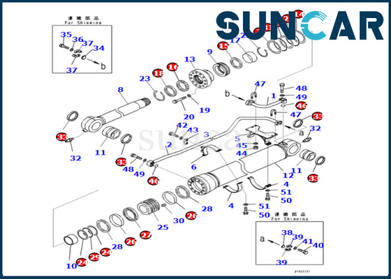 KOMATSU 721-98-00220 de Verbinding Kit Bucket Cylinder Seal Kit van de 7219800220 Wapencilinder voor PC650LC-11 PC700LC-11