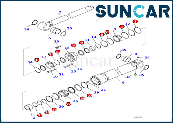 De Verbindingsuitrusting 7219801720 721-98-01720 de Cilinderreparatie Kit Komatsu van de boomcilinder van de Pasvormenpc490lci-11 Boom