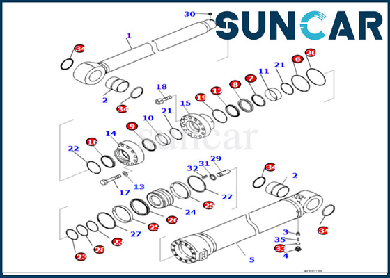 Van de het Wapencilinder van KOMATSU van de de Verbindingsuitrusting van de het Wapencilinder van de de Verbindingsreparatie Uitrusting 721-98-01750 7219801750 PC490LCI-11