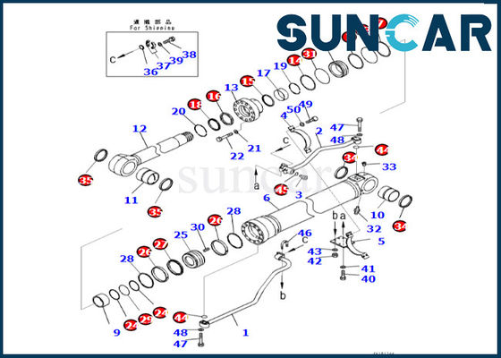 Van de Reparatieuitrusting 721-98-03990 7219803990 KOMATSU van de boomcilinder van de de Boomcilinder de Verbinding Kit For PC500LC-10R PC500LC-10M0