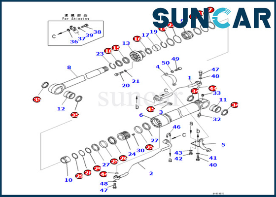 Van de de Boomcilinder van KOMATSU Verzegelende Uitrusting 707-99-72131 de Verbinding Kit For PC500LC-8R pc500lc-8 van de 7079972131 Boomcilinder