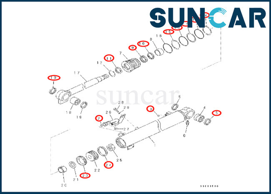De Verbinding Kit Komatsu 707-99-26570 7079926570 Pasvormen pc57-7 van de boomcilinder de Verzegelende Uitrusting van de Boomcilinder