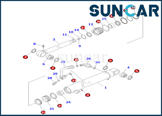 KOMATSU 707-98-26820 de Verbinding Kit For pc55mr-3 pc55mr-5 PC55MR-5M0 van de 7079826820 Wapencilinder