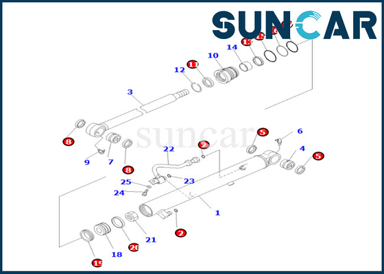 707-98-26200 7079826200 Pasvormen pc55mr-3 van de de Emmercilinder van KOMATSU de Verbinding Kit Bucket Cylinder Sealing Kit