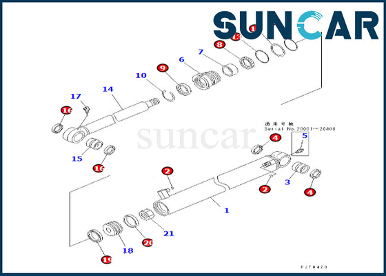 707-98-25310 de Verbinding Kit Fits pc58uu-3 van de 7079825310 Emmercilinder van de de Emmercilinder van KOMATSU de Dienstuitrusting
