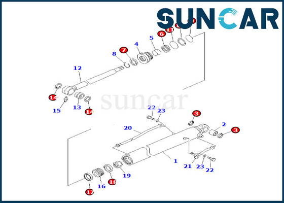 707-98-26580 7079826580 voor van de het Wapencilinder van pc60-7 PC60-7S KOMATSU de Verbinding Kit Bucket Cylinder Seal Kit