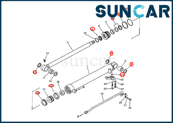 201-63-36700 de Verbinding Kit For pc60-2 van de 2016336700 Wapencilinder pw60-1 van de het Wapencilinder van KOMATSU Verzegelende Uitrusting