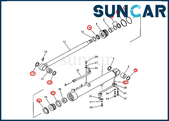 201-63-46700 201-63-46700 de Verbinding Kit For pc60-2 van de Boomcilinder van de de Boomcilinder van KOMATSU de Reparatieuitrusting