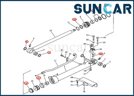 Van de de Emmercilinder van KOMATSU de Verbindingsuitrusting 2016326700 201-63-26700 Pasvormen pc60-2 de Reparatieuitrusting van de pc60u-3 Emmercilinder