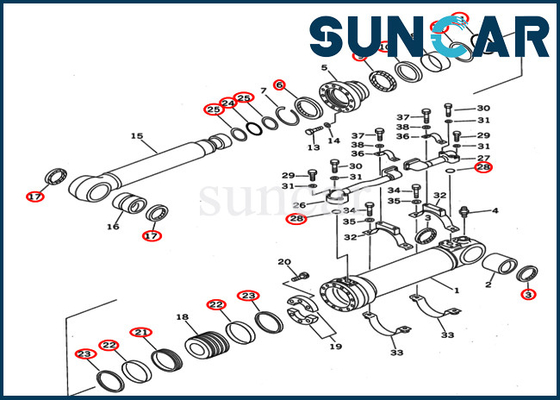 Van de de Olieverbinding van de boomcilinder van de Uitrustings 707-99-67140 Vervanging de Dienst Kit Fits KOMATSU pc400st-6 PC400ST-6LC