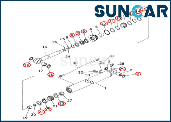 De Dienstuitrusting 707-99-35230 de Verbinding Kit Fits pc60-7 PC60-7S KOMATSU van de wapencilinder van de 7079935230 Wapencilinder