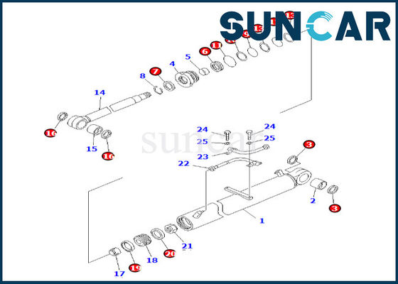 De Dienstuitrusting 7079836590 707-98-36590 de Verbinding Kit Komatsu Fits van de boomcilinder van de Boomcilinder pc60-7 PC60-7S