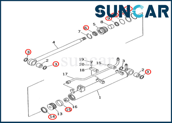 Van de de Cilinderverbinding van KOMATSU Terescopic Uitrusting 707-98-15680 7079815680 voor pc60-7 van de de Cilinderverbinding van PC60-7E Terescopic de Reparatieuitrusting