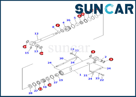 KOMATSU 707-99-26710 de Verbinding Kit For pc60-8 van de 7079926710 Emmercilinder de Verzegelende Uitrusting van de pc70-8 Emmercilinder