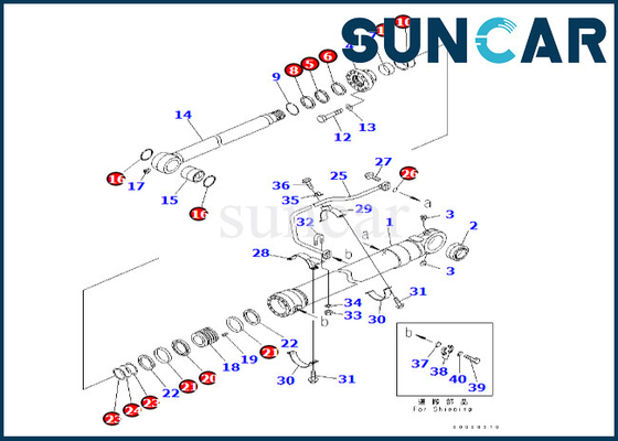 De Verbinding Kit For pc600-8 PC600LC-6A 707-99-67830 van de emmercilinder 7079967830 van de de Emmercilinder van KOMATSU Verzegelende Uitrusting