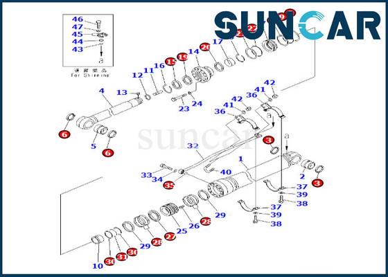 7079976300 707-99-76300 de Verbinding Kit Komatsu For pc600-8 van de Wapencilinder PC600-8R-de Verzegelende Uitrusting van de Wapencilinder
