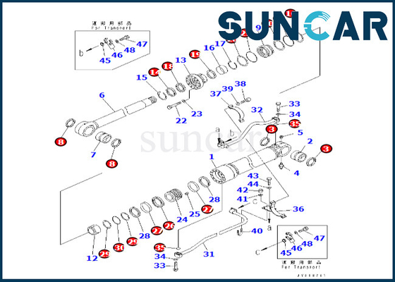 Verzegelende Uitrusting 7079976130 707-99-76130 KOMATSU de Verbinding Kit Fits pc600-8 PC600-8R van de boomcilinder van de Boomcilinder