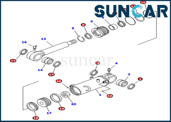De Verbindingsuitrusting 707-98-32900 van de bladcilinder 7079832900 Binnenstee gedeelten van KOMATSU voor de EU-Graafwerktuig pc40mrx-1 pc45mrx-1