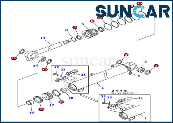 707-98-25560 de Modellen KOMATSU pc40mrx-1 pc40r-8 pc45mr-1 van Kit Hydraulic Cylinder Fits For van de boomdienst