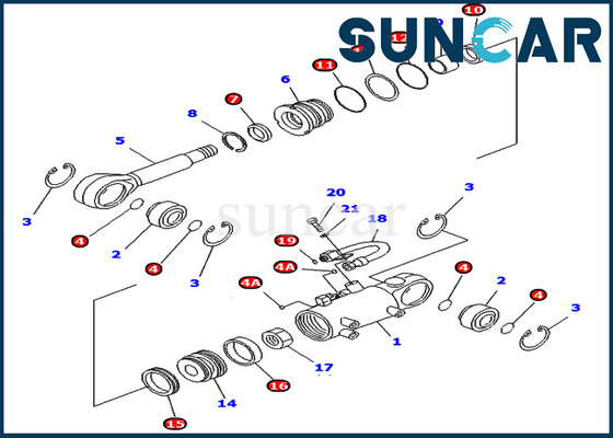 707-98-24730 de Verbinding Kit Wear Resistance Komatsu Excavator van de schuine standcilinder pc40mr-1 pc45mr-1 Reparatieuitrustingen