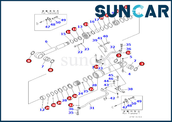 707-99-76131 7079976131 KOMATSU de Verbinding Kit For pc600-8 van de Boomcilinder PC600-8R-de Reparatieuitrusting van de Boomcilinder