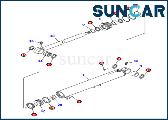 707-98-29510 7079829510 Boom Swing Cylinder Seal Kit Voor Overzee Spec. Machine PC40MR-2 Komatsu