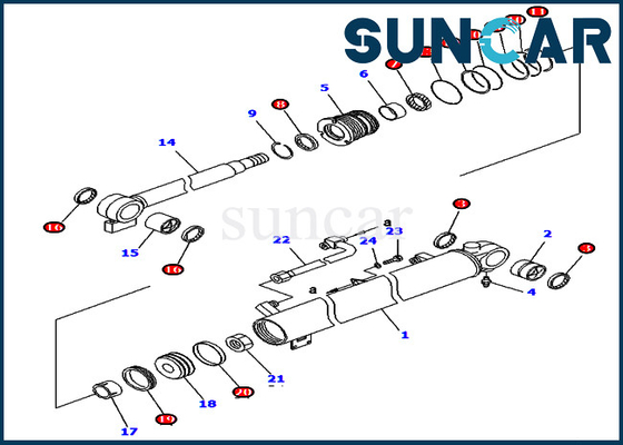 KOMATSU 707-98-34610 de Verbindingsreparatie Kit For Equipment Models pc40r-8 pc45r-8 van de 7079834610 Boomcilinder