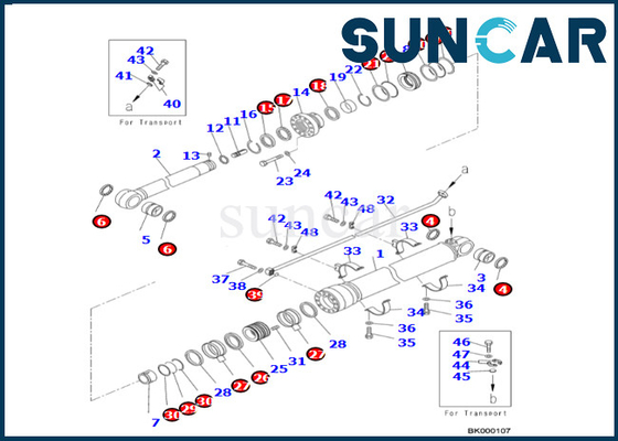 Van de het Wapencilinder van KOMATSU de Verbindingsuitrusting 707-99-76380 de Verbindingsreparatie Kit For PC700LC-8E0 PC650LC-8E0 van de 7079976380 Wapencilinder