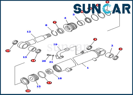 707-98-25820 de Dienst Kit For van de 7079825820 Wapencilinder pc45-1 pc50ud-2 pc50uu-2 Binnenstee gedeelten van KOMATSU