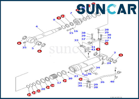 De Verbindingsuitrusting 707-99-46030 7079946030 Pasvormen pc600-8 van de vlekkenmiddelencilinder van KOMATSU de Verzegelende Uitrusting van de pc600lc-8 Vlekkenmiddelencilinder