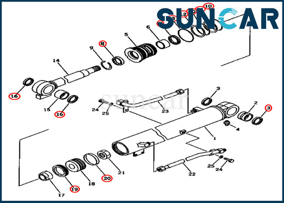 707-98-34140 Boom Cylinder Repair Seal Kit 7079834140 Voor modellen PC45-1 PC50UG-2 Komatsu