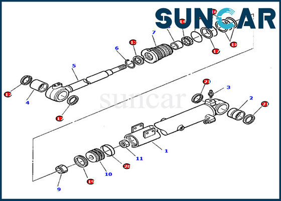 Pc45-1 graafwerktuig Komatsu 878000415 Uitrustingen van de Verbindingskit wear resistance hydraulic replacement van de Boomcilinder
