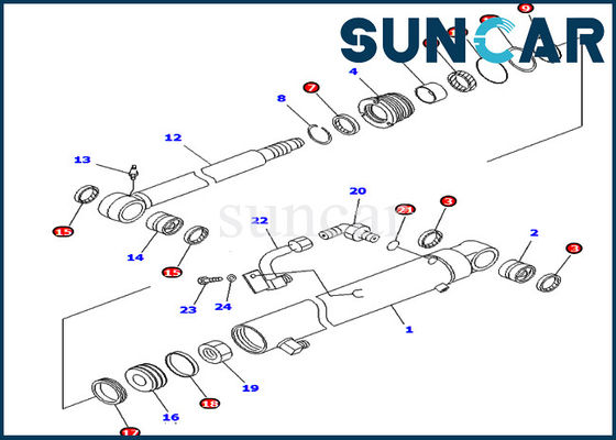 Graafwerktuig 7079825830 Komatsu van de Dienstuitrusting 707-98-25830 van de wapencilinder pc45mr-1 pc45mrx-1 pc45r-8 Verzegelende Uitrustingen